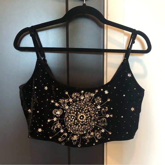 NWT Zodiac black velvet beaded corset festival crop top - Picture 3 of 8